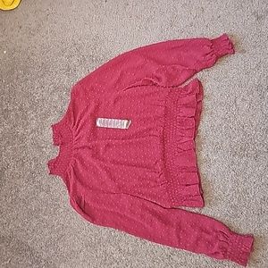 Burgandy Mock Neck Blouse